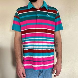Puma Sport Lifestyle Dry Cell Striped Polo Size Large